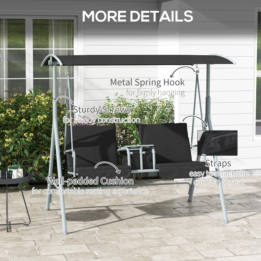 Image 988147_ALTMORE5.jpg, Product 988-147 / Price $219.99, Outsunny 2-Seat Patio Swing Chair with Adjustable Canopy, Centre Table from Outsunny on TSC.ca's Home & Garden department