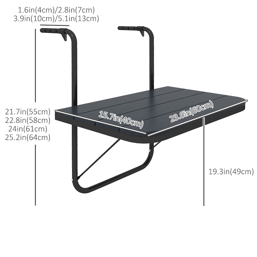 Image 988151_ALTMORE2.jpg, Product 988-151 / Price $78.99, Outsunny Railing Table w/ Adjustable Height, Outdoor Hanging Table, Black from Outsunny on TSC.ca's Home & Garden department
