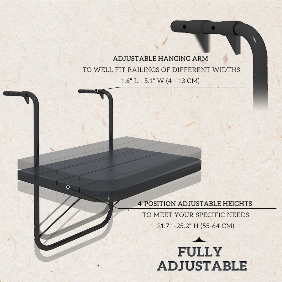 Image 988151_ALTMORE3.jpg, Product 988-151 / Price $78.99, Outsunny Railing Table w/ Adjustable Height, Outdoor Hanging Table, Black from Outsunny on TSC.ca's Home & Garden department