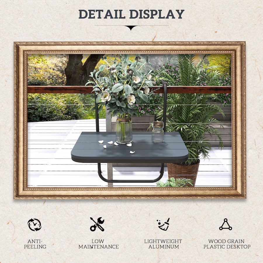 Image 988151_ALTMORE5.jpg, Product 988-151 / Price $78.99, Outsunny Railing Table w/ Adjustable Height, Outdoor Hanging Table, Black from Outsunny on TSC.ca's Home & Garden department
