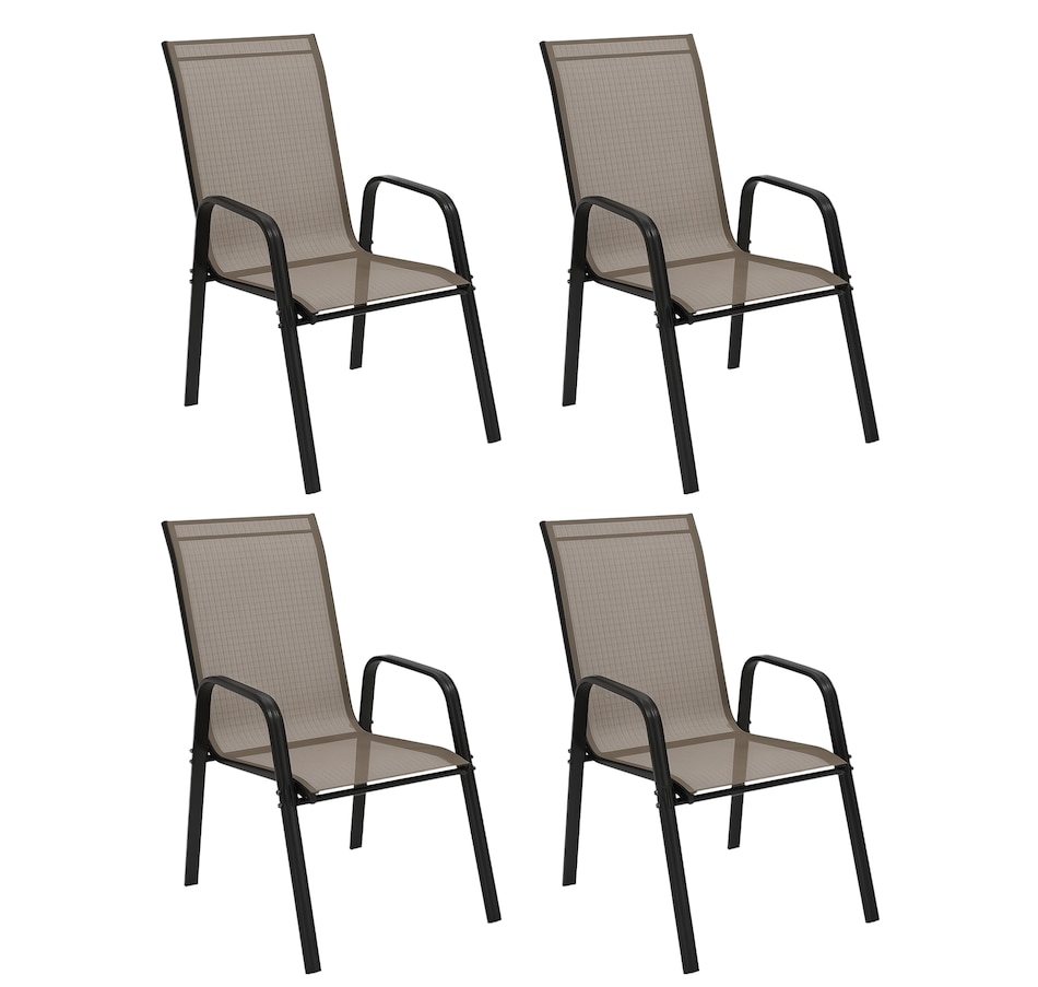 Image 988162.png, Product 988-162 / Price $159.99, Outsunny Set of 4 Patio Dining Chairs with Armrests for Garden, Grey from Outsunny on TSC.ca's Home & Garden department