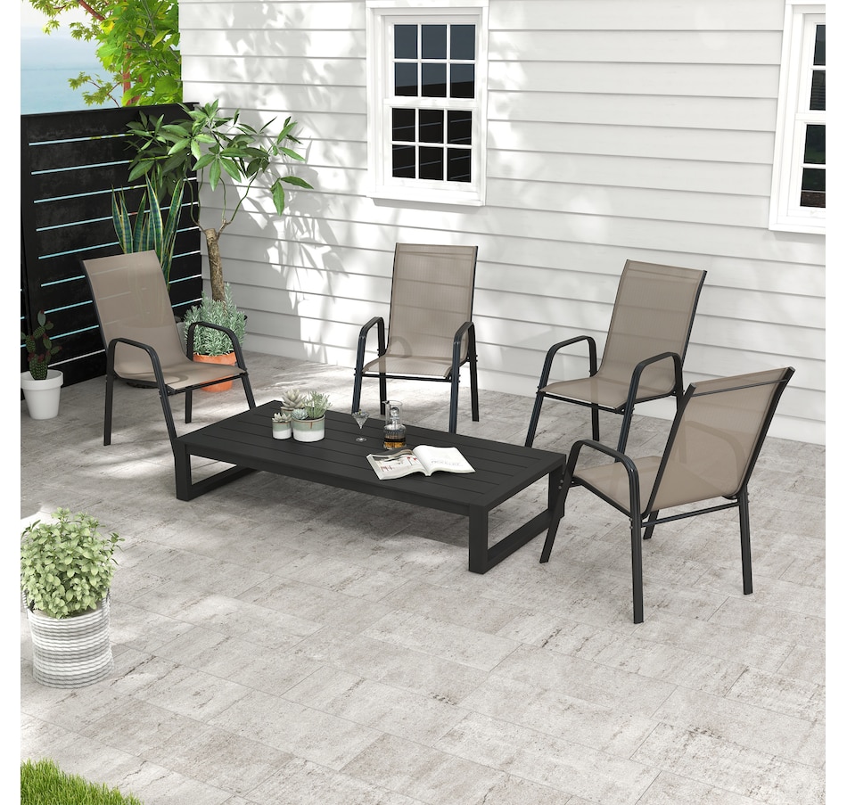 Image 988162_ALTMORE1.jpg, Product 988-162 / Price $159.99, Outsunny Set of 4 Patio Dining Chairs with Armrests for Garden, Grey from Outsunny on TSC.ca's Home & Garden department