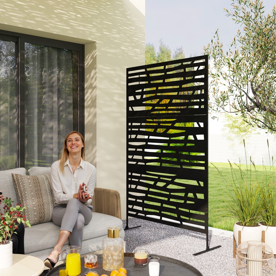 Image 988164_ALTMORE1.jpg, Product 988-164 / Price $199.99, Outsunny Metal Outdoor Privacy Screen, Decorative Outdoor Divider, Black from Outsunny on TSC.ca's Home & Garden department