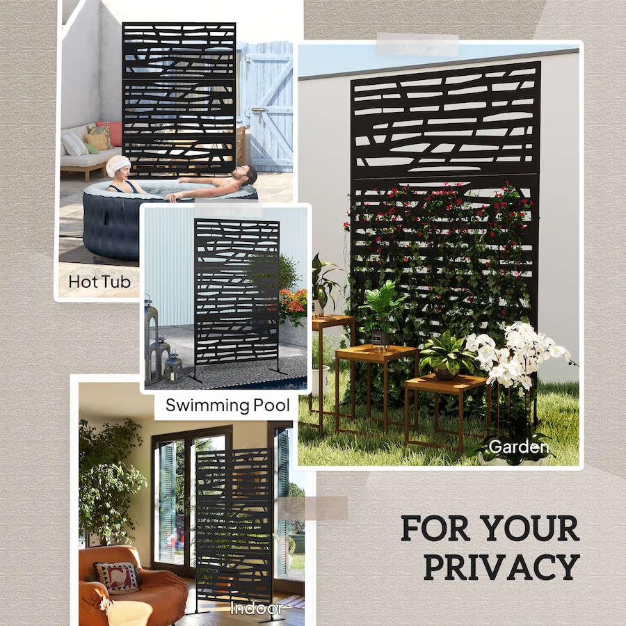 Image 988164_ALTMORE6.jpg, Product 988-164 / Price $199.99, Outsunny Metal Outdoor Privacy Screen, Decorative Outdoor Divider, Black from Outsunny on TSC.ca's Home & Garden department