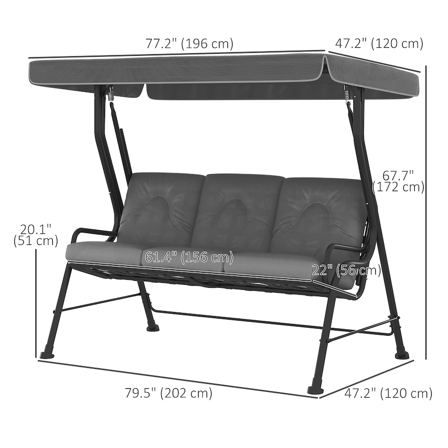 Image 988167_ALTMORE2.jpg, Product 988-167 / Price $459.99, Outsunny Outdoor 3-person Metal Porch Swing Chair with Canopy Light Grey from Outsunny on TSC.ca's Home & Garden department