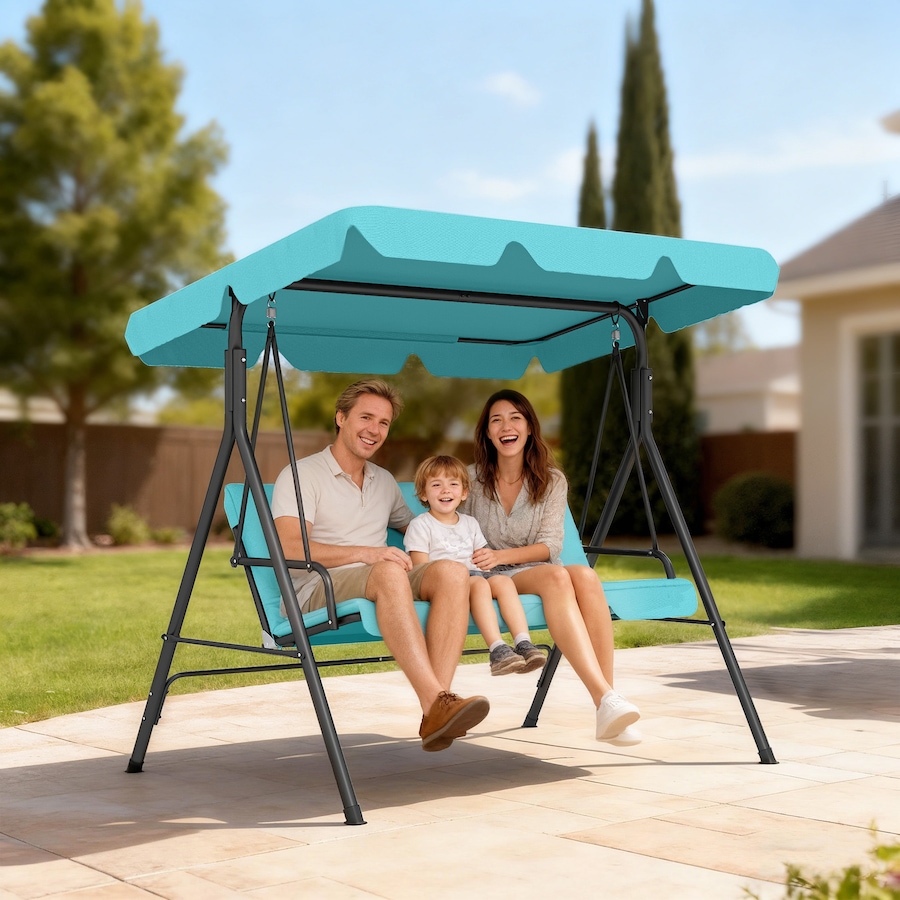Image 988168_ALTMORE1.jpg, Product 988-168 / Price $158.99, Outsunny 3-Seat Patio Swing Chair with Adjustable Canopy Teal from Outsunny on TSC.ca's Home & Garden department
