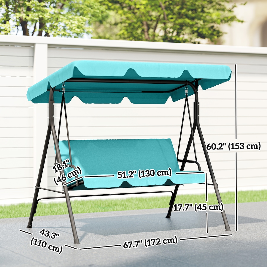 Image 988168_ALTMORE2.jpg, Product 988-168 / Price $158.99, Outsunny 3-Seat Patio Swing Chair with Adjustable Canopy Teal from Outsunny on TSC.ca's Home & Garden department