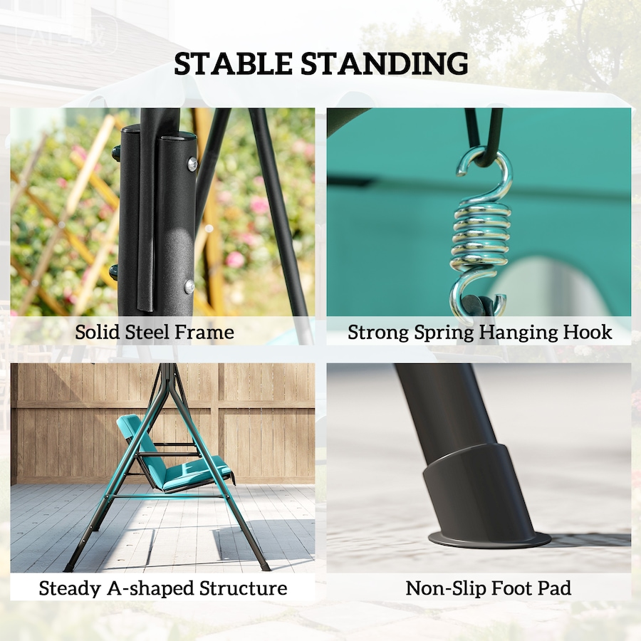 Image 988168_ALTMORE4.jpg, Product 988-168 / Price $158.99, Outsunny 3-Seat Patio Swing Chair with Adjustable Canopy Teal from Outsunny on TSC.ca's Home & Garden department