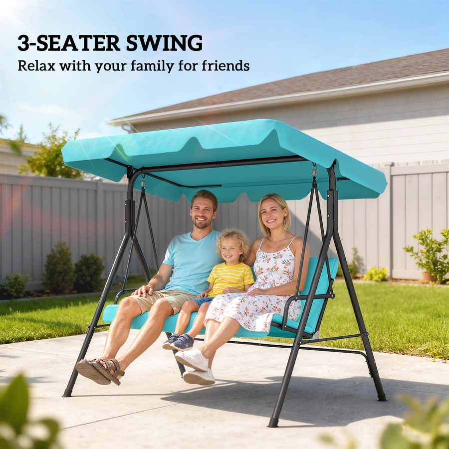Image 988168_ALTMORE5.jpg, Product 988-168 / Price $158.99, Outsunny 3-Seat Patio Swing Chair with Adjustable Canopy Teal from Outsunny on TSC.ca's Home & Garden department