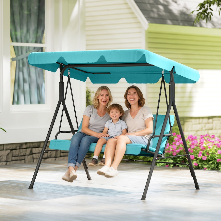 Image 988168_ALTMORE8.jpg, Product 988-168 / Price $158.99, Outsunny 3-Seat Patio Swing Chair with Adjustable Canopy Teal from Outsunny on TSC.ca's Home & Garden department