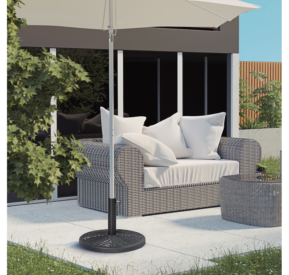 Image 988173_ALTMORE1.jpg, Product 988-173 / Price $54.99, Outsunny Market Umbrella Base Holder 18" Round Parasol Stand, Black from Outsunny on TSC.ca's Home & Garden department