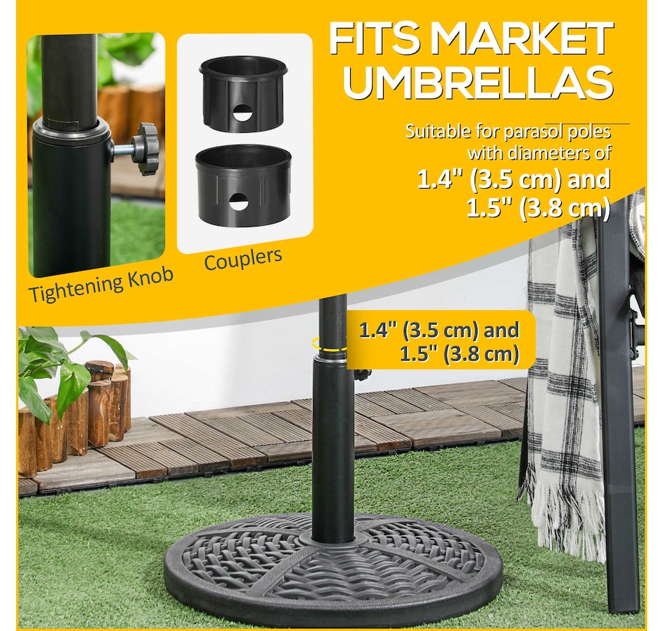 Image 988173_ALTMORE3.jpg, Product 988-173 / Price $54.99, Outsunny Market Umbrella Base Holder 18" Round Parasol Stand, Black from Outsunny on TSC.ca's Home & Garden department