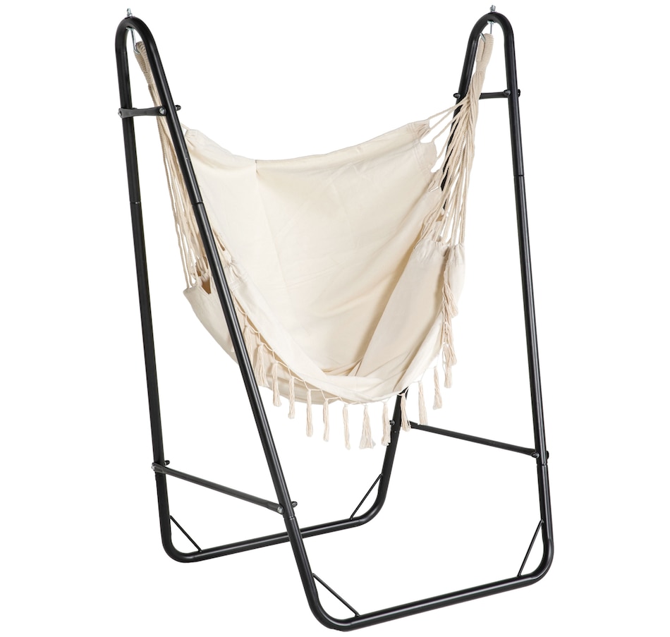 Image 988178.jpg, Product 988-178 / Price $99.99, Outsunny Hammock Chair with Stand, Hammock Swing w/ Side Pocket, White from Outsunny on TSC.ca's Home & Garden department