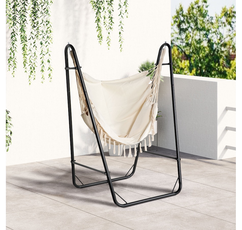 Image 988178_ALTMORE1.jpg, Product 988-178 / Price $99.99, Outsunny Hammock Chair with Stand, Hammock Swing w/ Side Pocket, White from Outsunny on TSC.ca's Home & Garden department