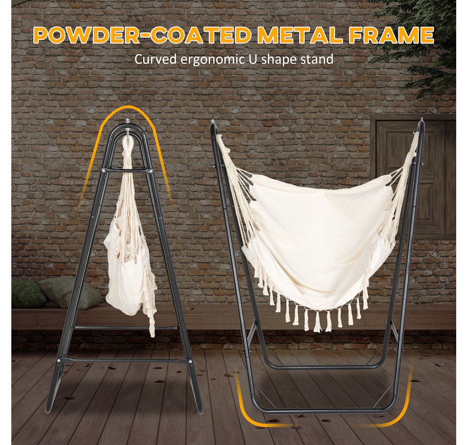 Image 988178_ALTMORE3.jpg, Product 988-178 / Price $99.99, Outsunny Hammock Chair with Stand, Hammock Swing w/ Side Pocket, White from Outsunny on TSC.ca's Home & Garden department