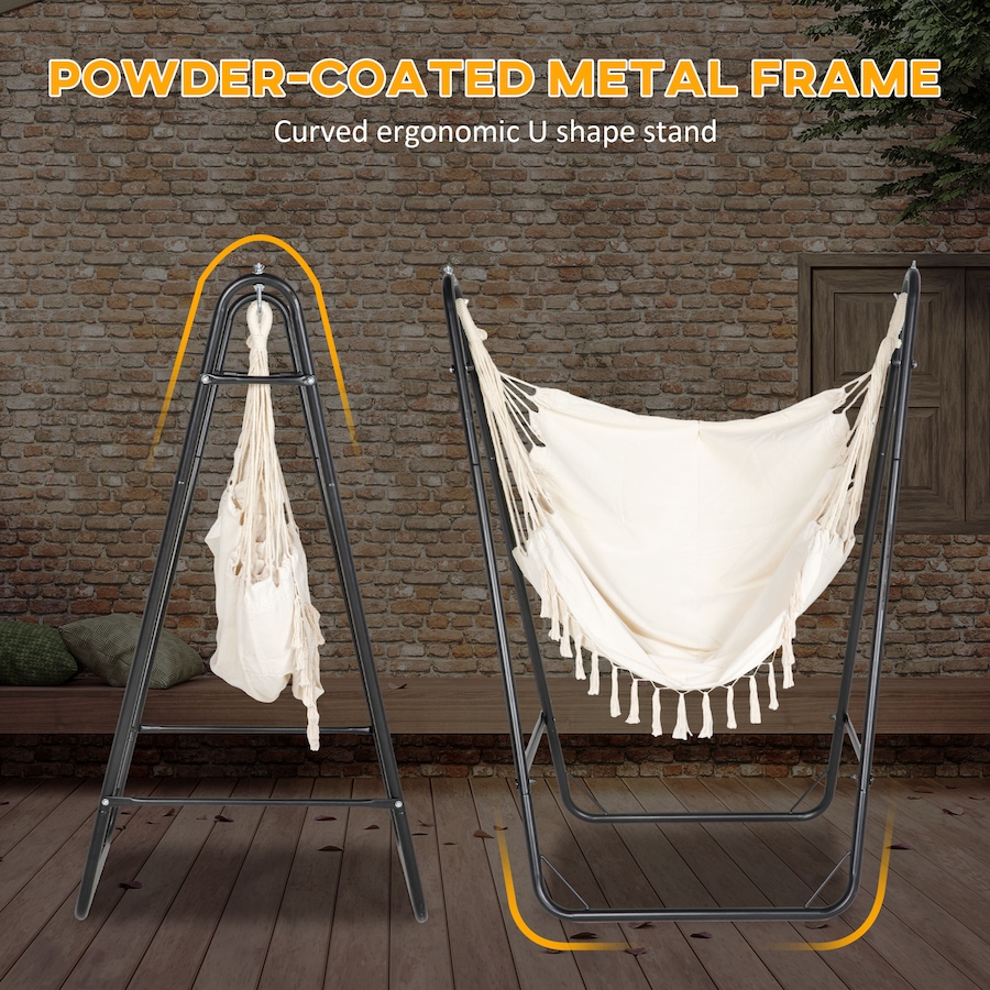 Image 988178_ALTMORE3.jpg, Product 988-178 / Price $119.99, Outsunny Hammock Chair with Stand, Hammock Swing w/ Side Pocket, White from Outsunny on TSC.ca's Home & Garden department