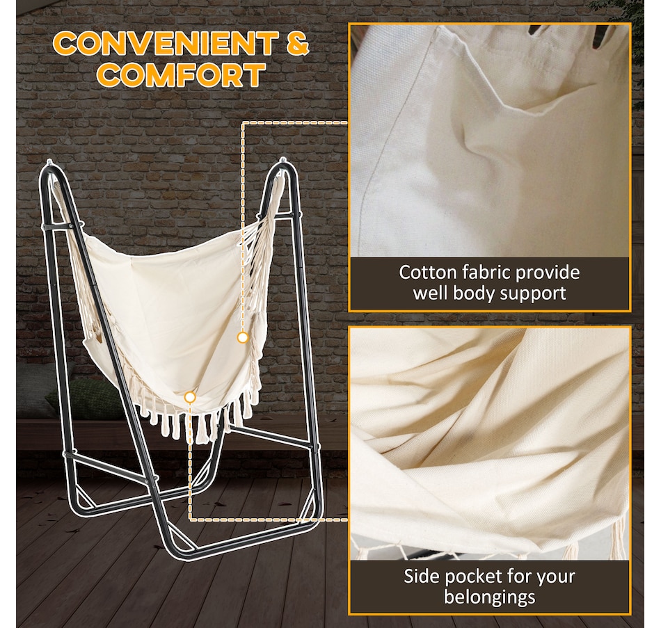 Image 988178_ALTMORE4.jpg, Product 988-178 / Price $99.99, Outsunny Hammock Chair with Stand, Hammock Swing w/ Side Pocket, White from Outsunny on TSC.ca's Home & Garden department