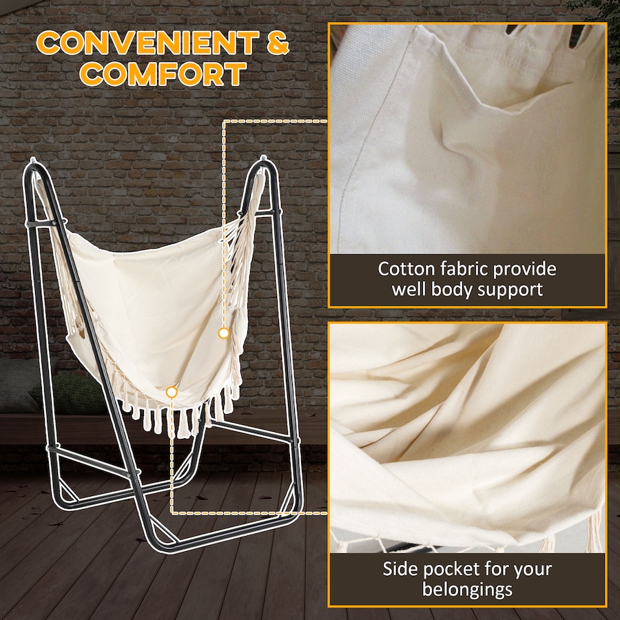 Image 988178_ALTMORE4.jpg, Product 988-178 / Price $119.99, Outsunny Hammock Chair with Stand, Hammock Swing w/ Side Pocket, White from Outsunny on TSC.ca's Home & Garden department