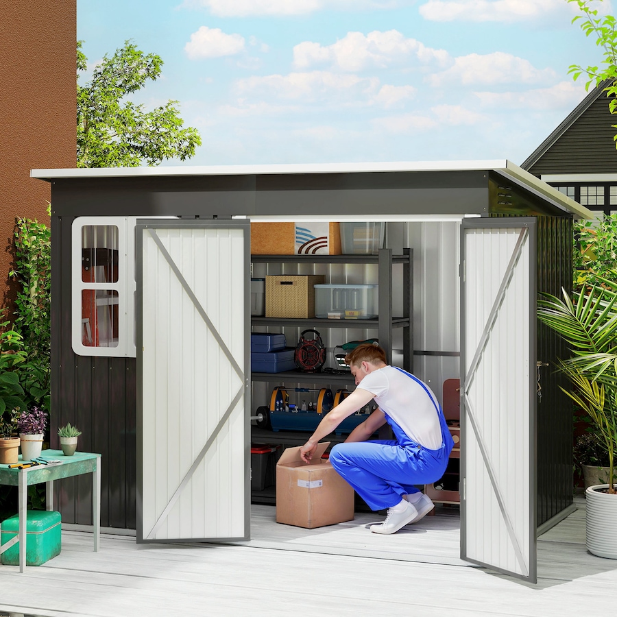 Image 988184_ALTMORE1.jpg, Product 988-184 / Price $579.99, Outsunny 8.5' x 6' Metal Outdoor Storage Shed with Window, Lockable Doors from Outsunny on TSC.ca's Home & Garden department