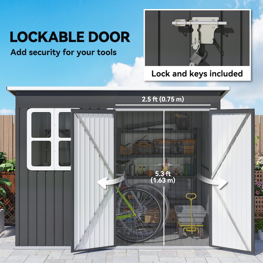 Image 988184_ALTMORE5.jpg, Product 988-184 / Price $579.99, Outsunny 8.5' x 6' Metal Outdoor Storage Shed with Window, Lockable Doors from Outsunny on TSC.ca's Home & Garden department