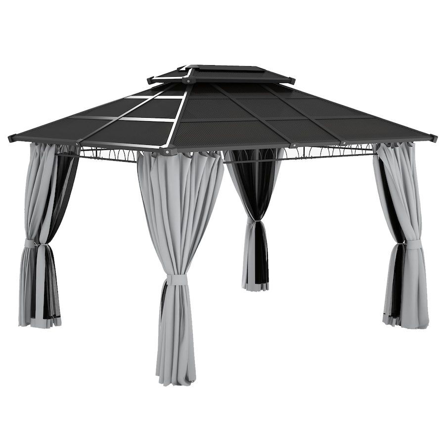 Image 988185.jpg, Product 988-185 / Price $849.99, Outsunny 10' x 12' Double Roof Hardtop Gazebo with Nettings Curtains Grey from Outsunny on TSC.ca's Home & Garden department