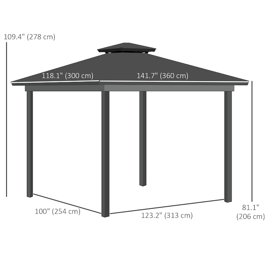 Image 988185_ALTMORE2.jpg, Product 988-185 / Price $849.99, Outsunny 10' x 12' Double Roof Hardtop Gazebo with Nettings Curtains Grey from Outsunny on TSC.ca's Home & Garden department