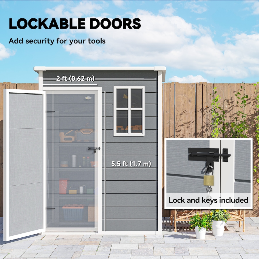 Image 988189_ALTMORE6.jpg, Product 988-189 / Price $439.99, Outsunny 5 x 3FT Outdoor Storage Garden Shed with Lockable Door, Grey from Outsunny on TSC.ca's Home & Garden department