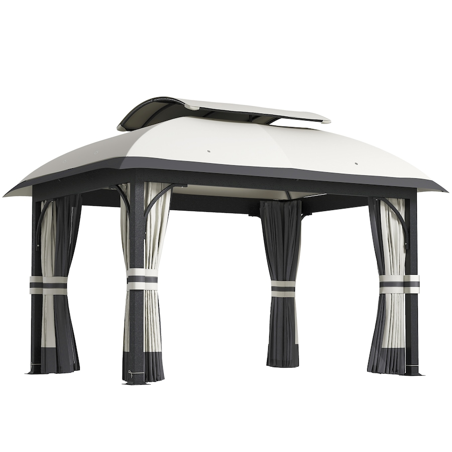Image 988193.jpg, Product 988-193 / Price $529.99, Outsunny 11' x 13' Double Roof Gazebo with Netting & Curtains, Light Grey from Outsunny on TSC.ca's Home & Garden department