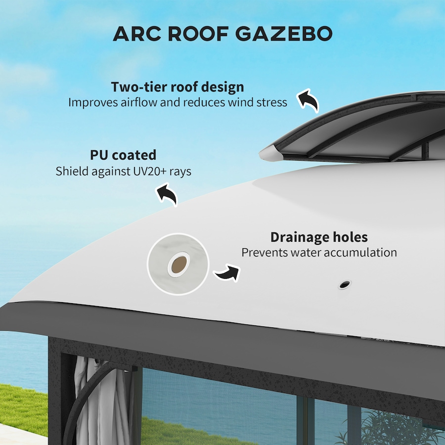 Image 988193_ALTMORE3.jpg, Product 988-193 / Price $529.99, Outsunny 11' x 13' Double Roof Gazebo with Netting & Curtains, Light Grey from Outsunny on TSC.ca's Home & Garden department