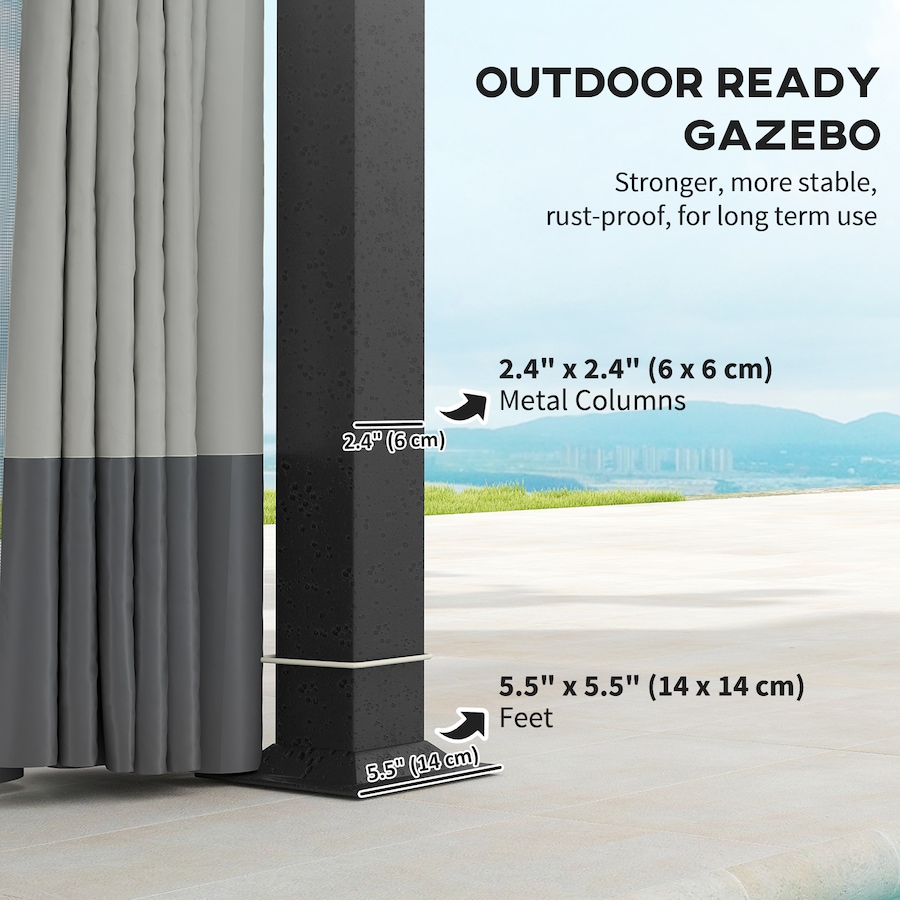 Image 988193_ALTMORE5.jpg, Product 988-193 / Price $529.99, Outsunny 11' x 13' Double Roof Gazebo with Netting & Curtains, Light Grey from Outsunny on TSC.ca's Home & Garden department