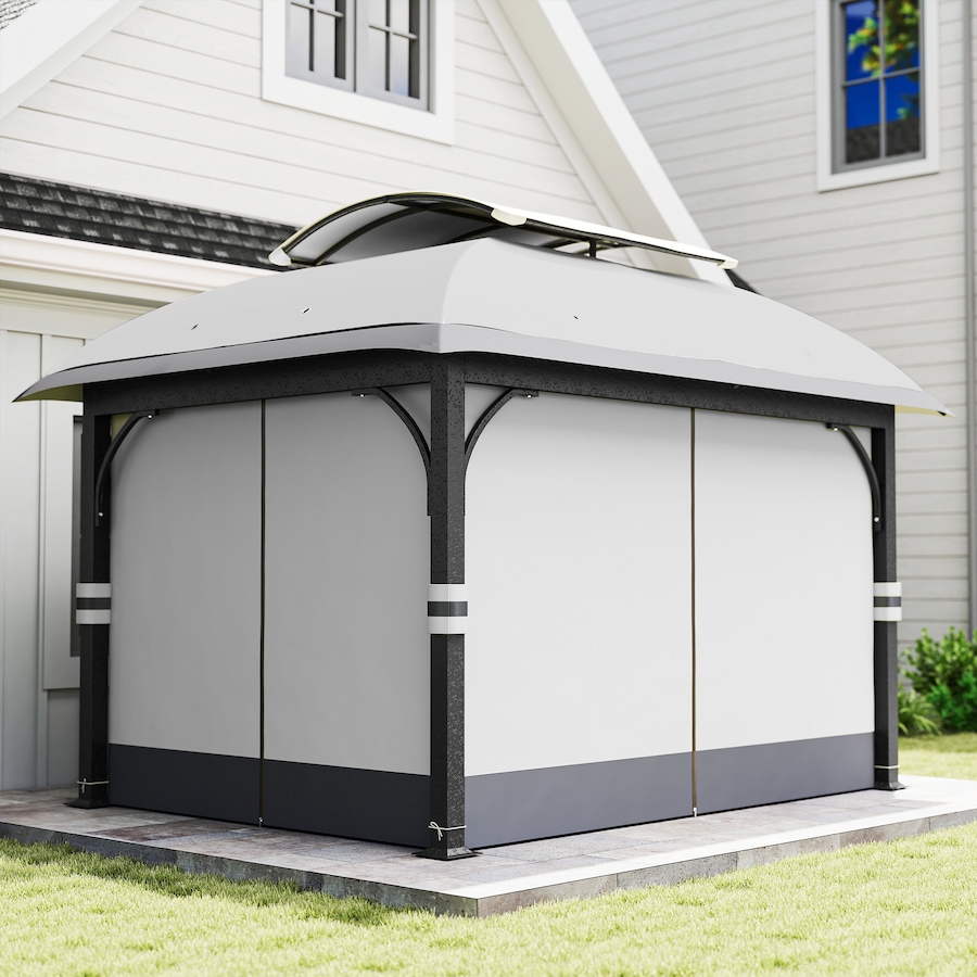 Image 988193_ALTMORE8.jpg, Product 988-193 / Price $529.99, Outsunny 11' x 13' Double Roof Gazebo with Netting & Curtains, Light Grey from Outsunny on TSC.ca's Home & Garden department
