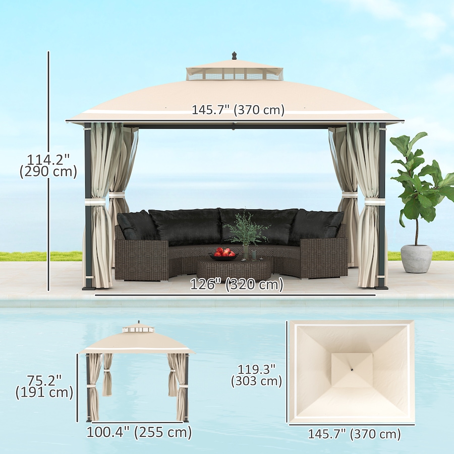 Image 988196_ALTMORE2.jpg, Product 988-196 / Price $389.99, Outsunny 10' x 12' Outdoor Gazebo, Double Roof with Netting and Curtains from Outsunny on TSC.ca's Home & Garden department