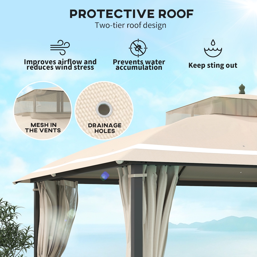 Image 988196_ALTMORE3.jpg, Product 988-196 / Price $389.99, Outsunny 10' x 12' Outdoor Gazebo, Double Roof with Netting and Curtains from Outsunny on TSC.ca's Home & Garden department