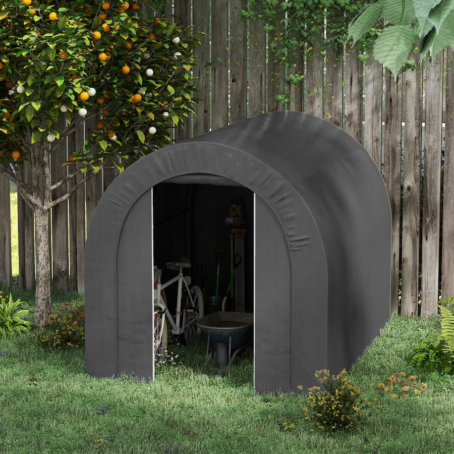 Image 988197_ALTMORE1.jpg, Product 988-197 / Price $179.99, Outsunny 6' x 8' Outdoor Storage Shed, Galvanised Steel Portable Bike Shed from Outsunny on TSC.ca's Home & Garden department