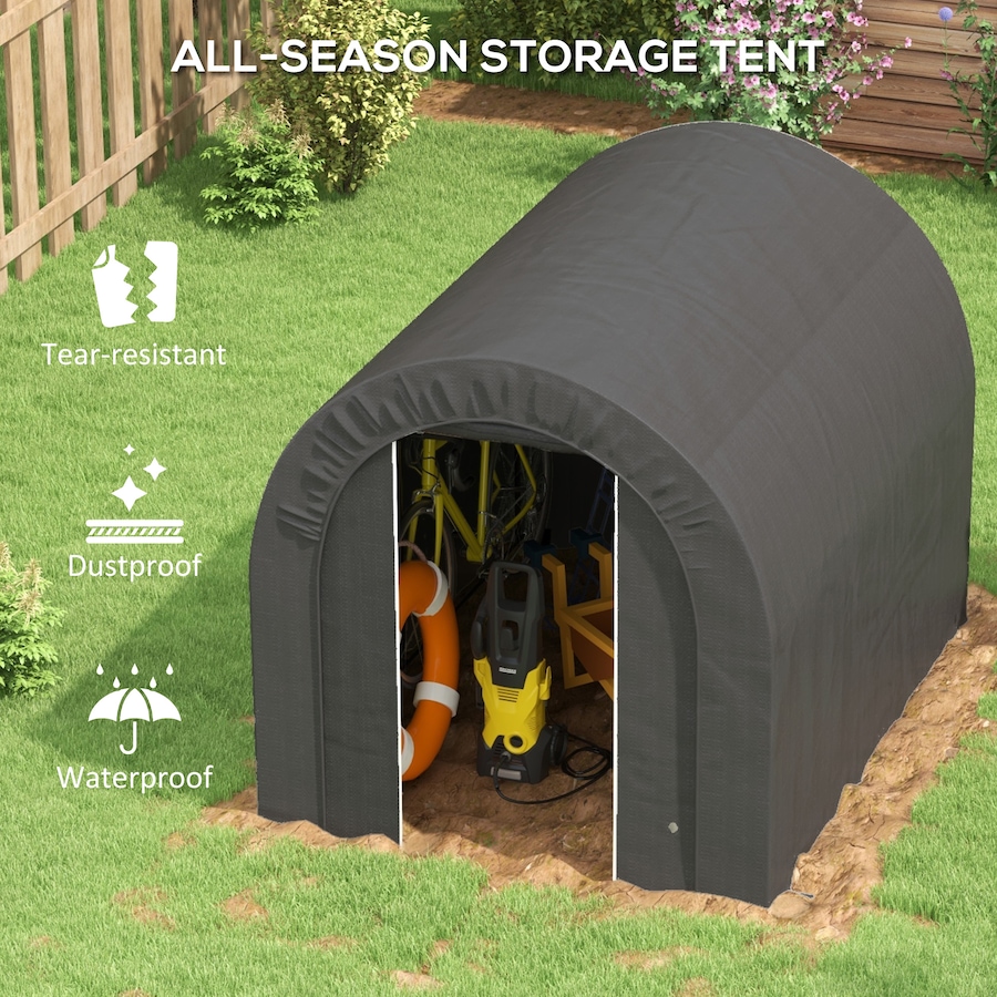 Image 988197_ALTMORE3.jpg, Product 988-197 / Price $179.99, Outsunny 6' x 8' Outdoor Storage Shed, Galvanised Steel Portable Bike Shed from Outsunny on TSC.ca's Home & Garden department