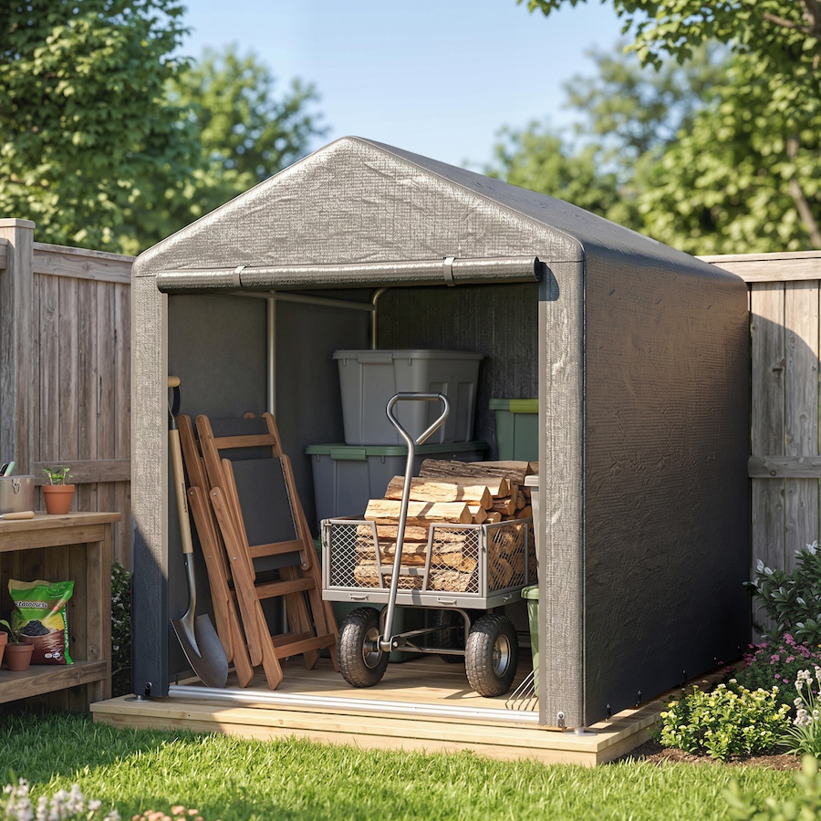 Image 988199_ALTMORE11.jpg, Product 988-199 / Price $169.99, Outsunny Storage Tent, Portable Outdoor Shed with Large Door, Dark Grey from Outsunny on TSC.ca's Home & Garden department