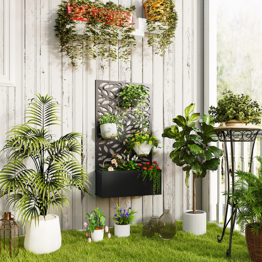 Image 988203_ALTMORE1.jpg, Product 988-203 / Price $89.99, Outsunny Raised Garden Bed with Privacy Panel, Metal Planter Box from Outsunny on TSC.ca's Home & Garden department