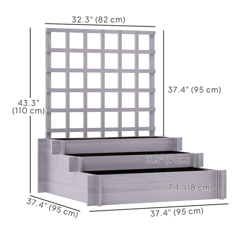 Image 988206_ALTMORE2.jpg, Product 988-206 / Price $94.99, Outsunny 3 Tier Raised Garden Bed with Trellis for Climbing Plants Grey from Outsunny on TSC.ca's Home & Garden department