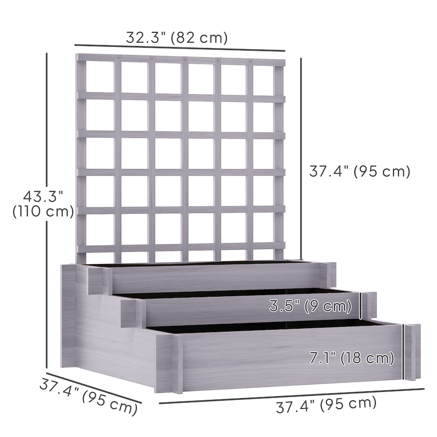 Image 988206_ALTMORE2.jpg, Product 988-206 / Price $89.99, Outsunny 3 Tier Raised Garden Bed with Trellis for Climbing Plants Grey from Outsunny on TSC.ca's Home & Garden department