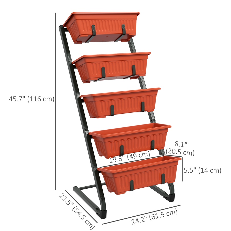 Image 988207_ALTMORE2.jpg, Product 988-207 / Price $79.99, Outsunny 5-Tier Vertical Raised Garden Bed with 5 Planter Boxes, Red from Outsunny on TSC.ca's Home & Garden department