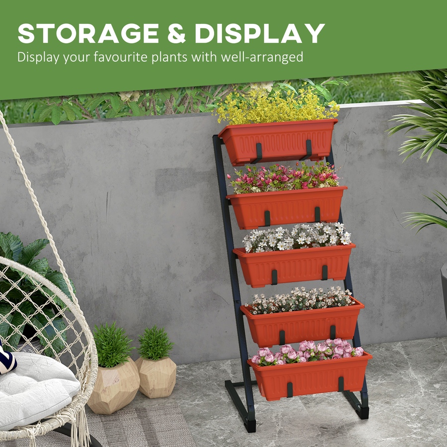 Image 988207_ALTMORE3.jpg, Product 988-207 / Price $79.99, Outsunny 5-Tier Vertical Raised Garden Bed with 5 Planter Boxes, Red from Outsunny on TSC.ca's Home & Garden department