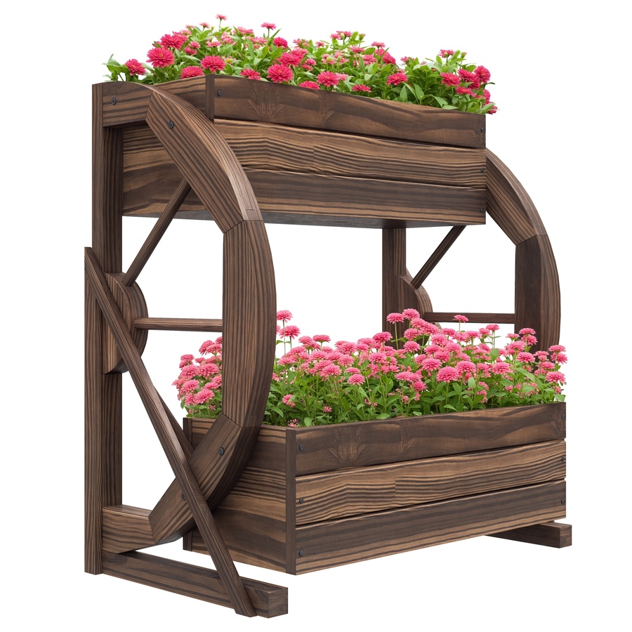 Image 988211.jpg, Product 988-211 / Price $73.48, Outsunny Wooden Wagon Planter Box, Decorative 2-Tier Raised Garden Bed from Outsunny on TSC.ca's Home & Garden department
