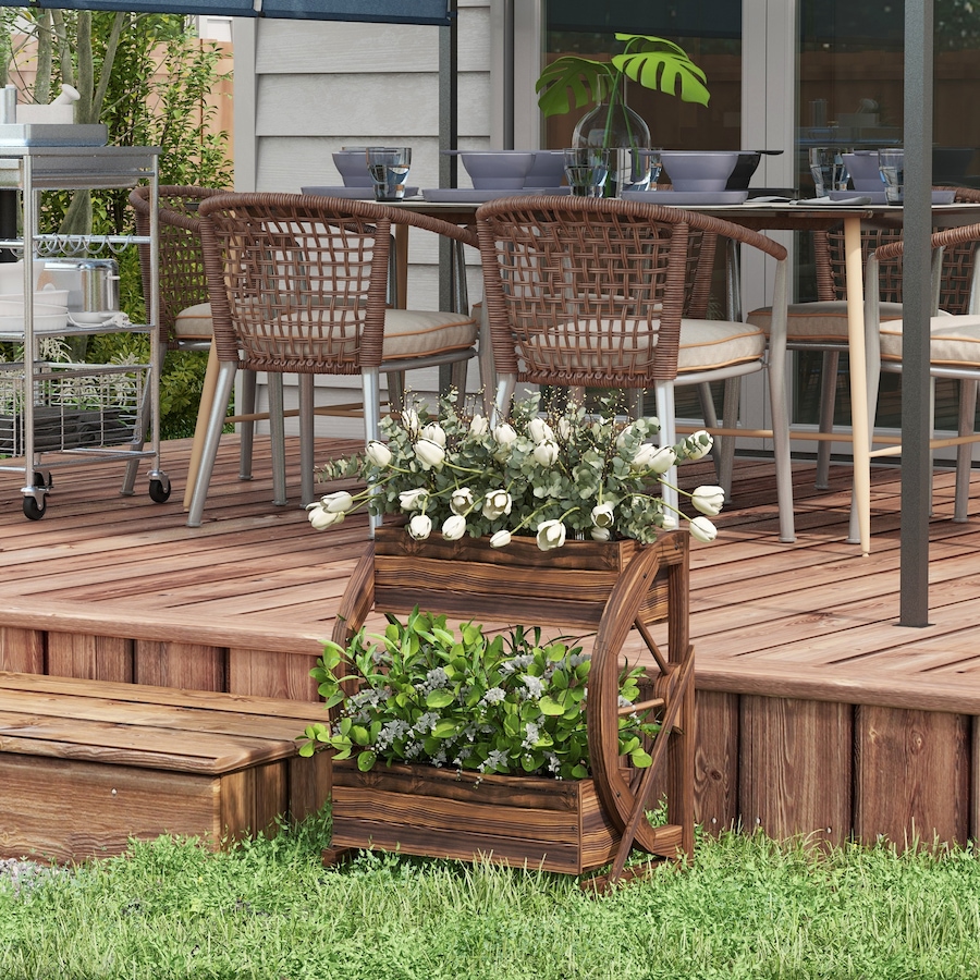 Image 988211_ALTMORE1.jpg, Product 988-211 / Price $73.48, Outsunny Wooden Wagon Planter Box, Decorative 2-Tier Raised Garden Bed from Outsunny on TSC.ca's Home & Garden department