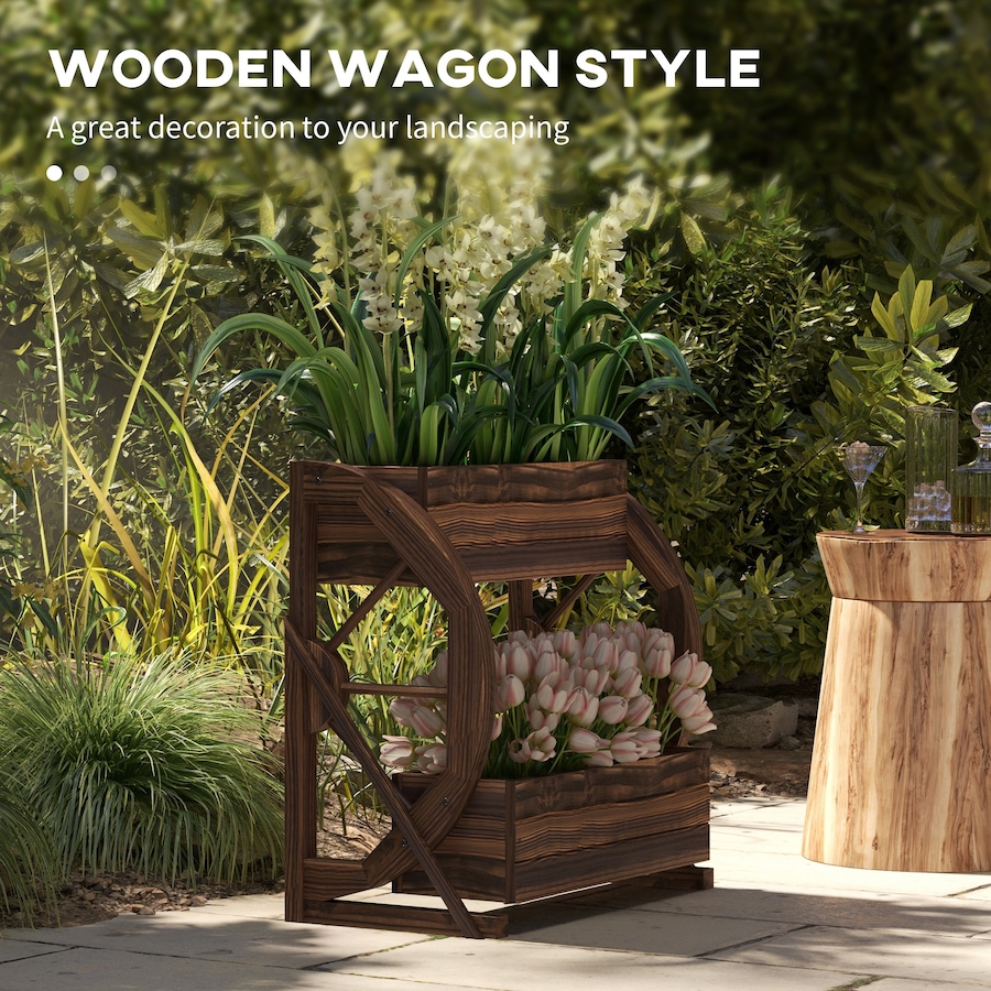 Image 988211_ALTMORE3.jpg, Product 988-211 / Price $73.48, Outsunny Wooden Wagon Planter Box, Decorative 2-Tier Raised Garden Bed from Outsunny on TSC.ca's Home & Garden department