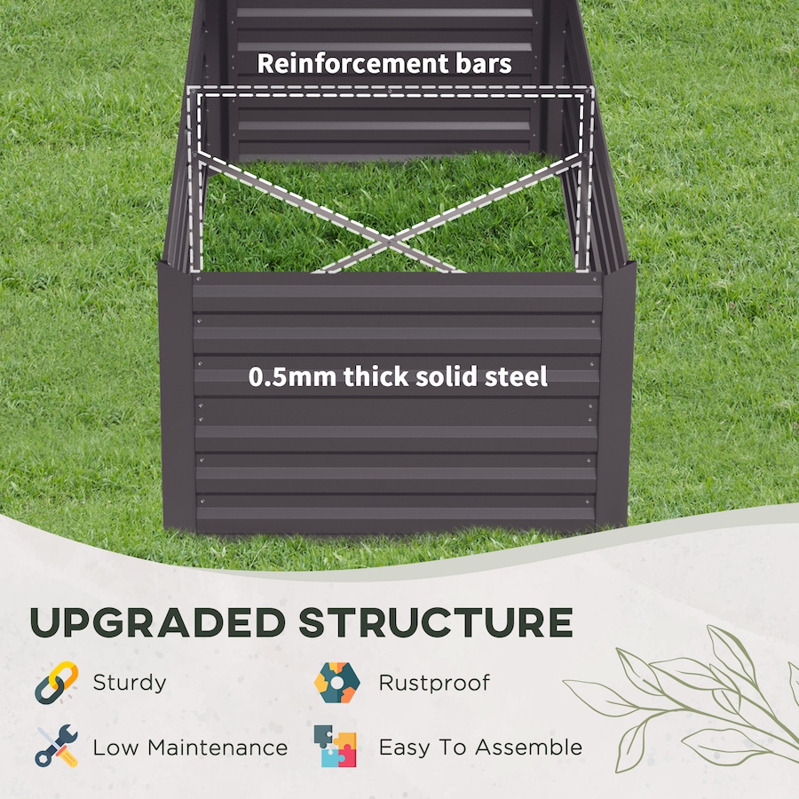 Image 988221_ALTMORE4.jpg, Product 988-221 / Price $104.99, Outsunny Raised Garden Bed Metal Planter Box with Reinforced Rods, Grey from Outsunny on TSC.ca's Home & Garden department