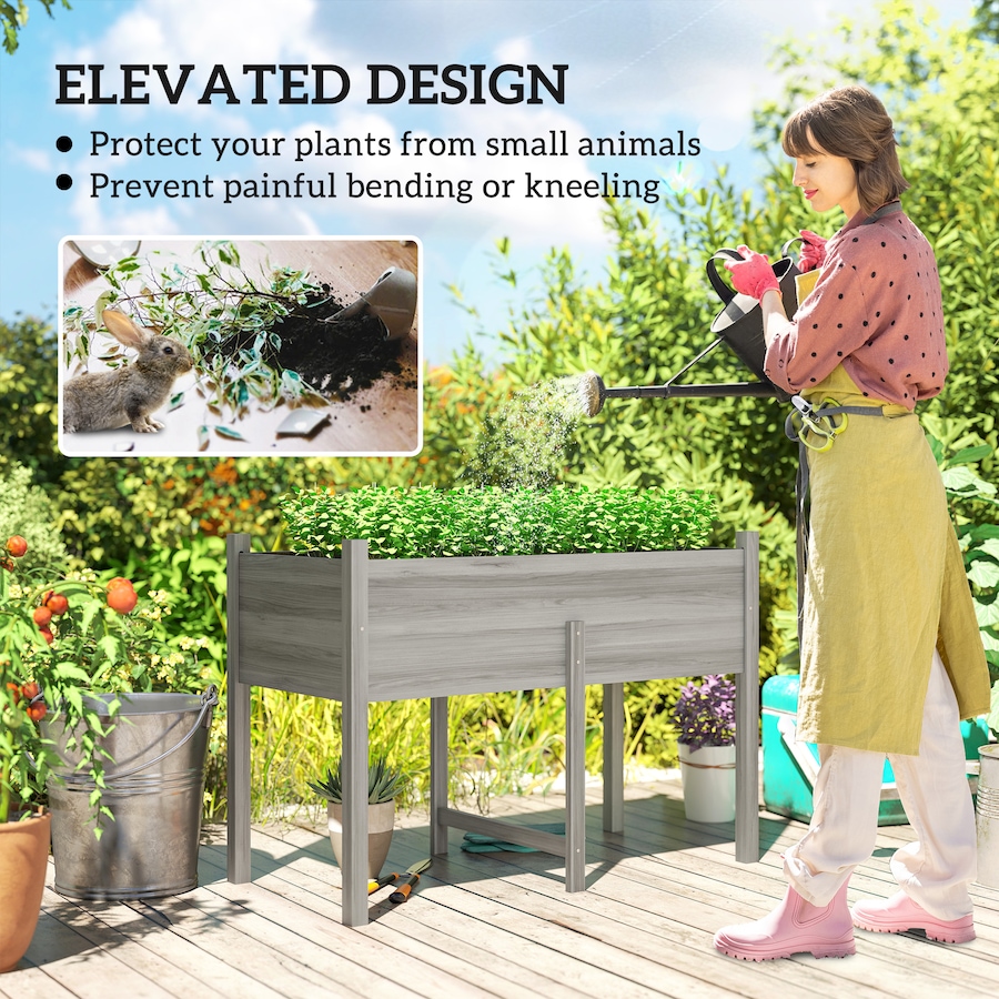 Image 988222_ALTMORE3.jpg, Product 988-222 / Price $119.99, Outsunny Wooden Raised Garden Bed Elevated Planter Box for Flower, Grey from Outsunny on TSC.ca's Home & Garden department