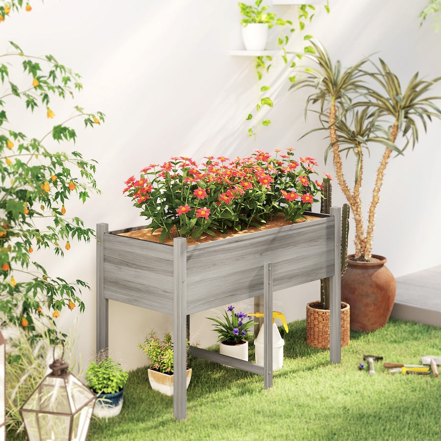 Image 988222_ALTMORE7.jpg, Product 988-222 / Price $119.99, Outsunny Wooden Raised Garden Bed Elevated Planter Box for Flower, Grey from Outsunny on TSC.ca's Home & Garden department