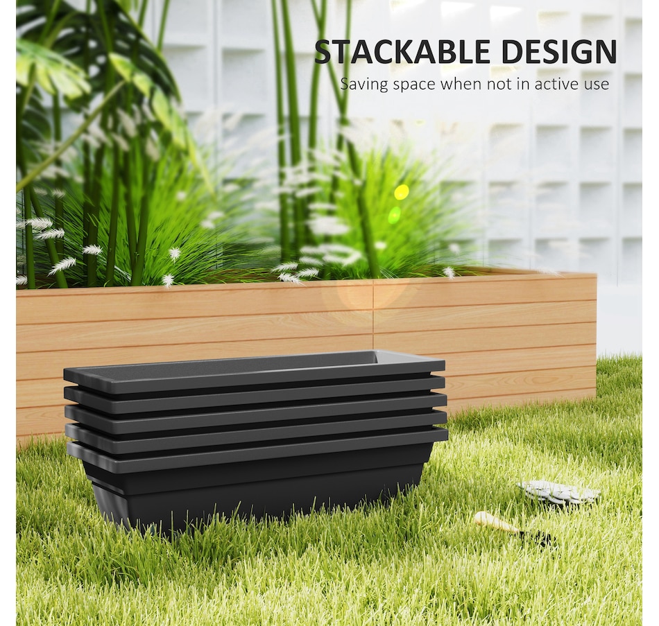 Image 988227_ALTMORE4.jpg, Product 988-227 / Price $49.99, Outsunny 5 Pack 23 Inches Window Boxes Planters, Black from Outsunny on TSC.ca's Home & Garden department