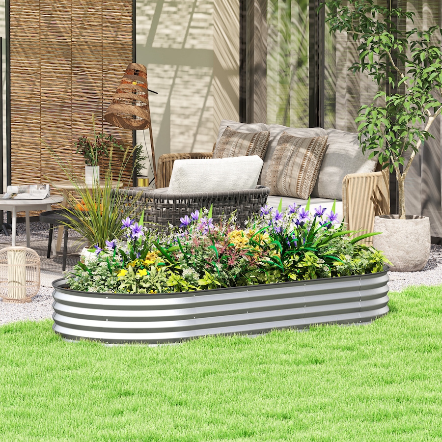 Image 988229_ALTMORE1.jpg, Product 988-229 / Price $59.99, Outsunny Raised Garden Bed, 7' x 3' x 1' Galvanized Planter Box, Silver from Outsunny on TSC.ca's Home & Garden department
