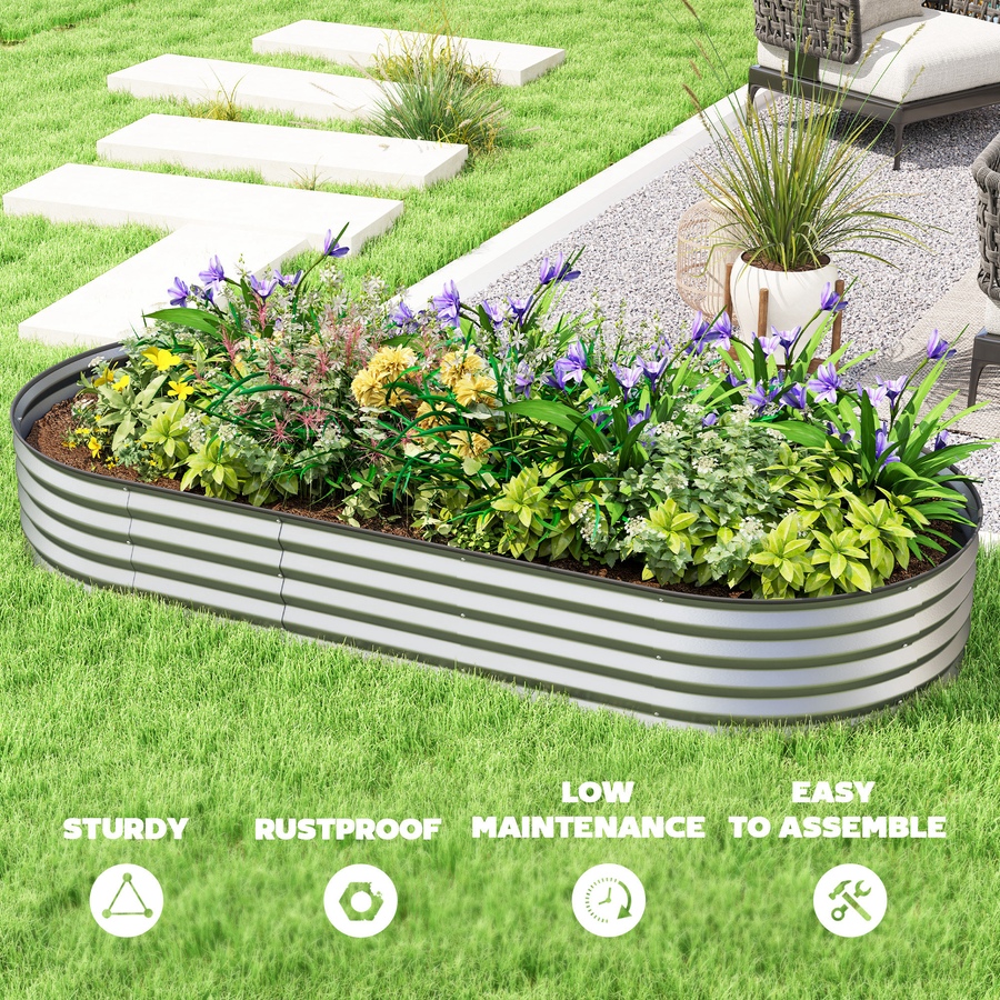 Image 988229_ALTMORE6.jpg, Product 988-229 / Price $59.99, Outsunny Raised Garden Bed, 7' x 3' x 1' Galvanized Planter Box, Silver from Outsunny on TSC.ca's Home & Garden department